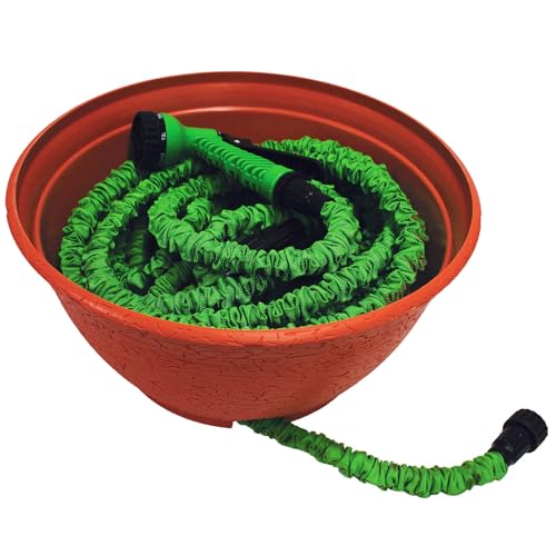 EMSCO Expandable Hose Hider – Expandable Hose Storage Pot – Rustic Terra Cotta