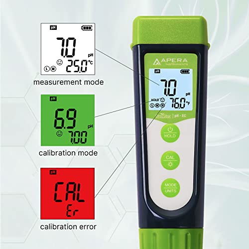 Apera Instruments GroStar Series GS4-P pH/EC/500ppm/700ppm/ORP 6-in-1 Combo Pen Tester Kit with Replaceable Double-Junction pH/EC Probe and ORP Probe for Hydroponics Water Quality Testing, Gen II - style: pH/EC/ppm+ORP