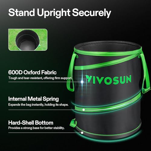 VIVOSUN 47-Gallon Collapsible Garden Bag, Yard Waste Containers - size: 1 Count (Pack of 1), style: 47-Gallon-1