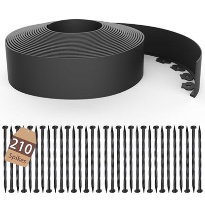 4 inch Tall Landscape Edging Kit 120FT Garden Edging with 210 Spikes for Lawn Edging and Flower Beds (Black, 120FT) - size: 120FT Kit