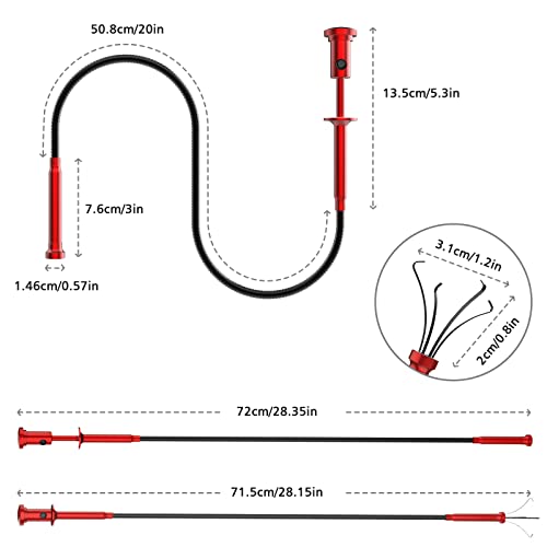 Housolution 28.34in Grabber Tool Magnetic, Bendable with LED Lights, Red - color: Red