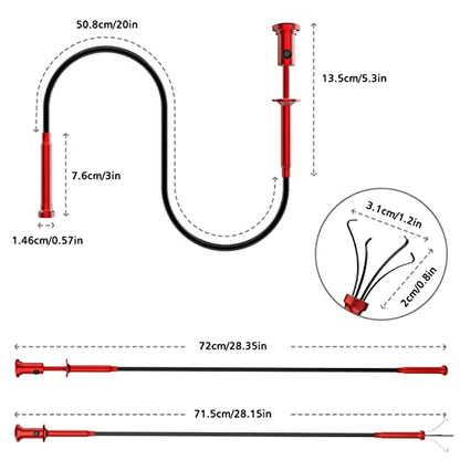 Housolution 28.34in Grabber Tool Magnetic, Bendable with LED Lights, Red - color: Red