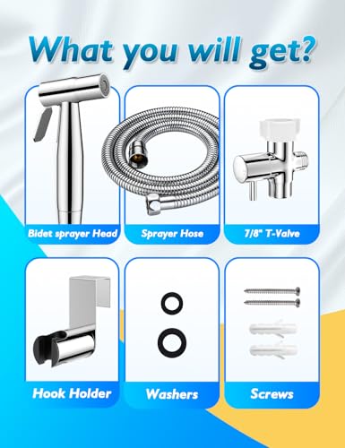 BRITULIF Bidet Sprayer for Toilet, Adjustable Pressure, Polished Chrome - color: Chrome, size: 1 SET - Cold