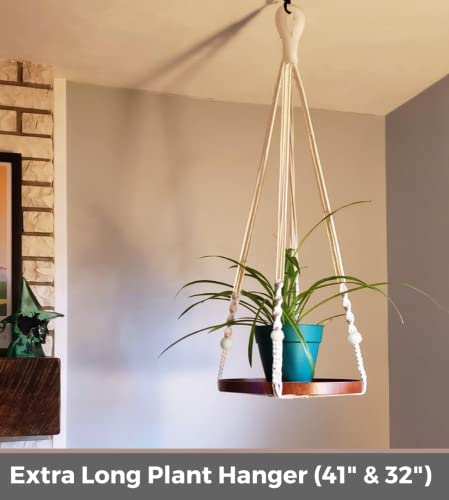 2 Pack Macrame Plant Hanger, Hanging Plant Shelf (12" + 10") - color: Beige, size: 2-Pack, 1-Tier