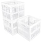 Eslite 3-Pack Collapsible Plastic Storage Crates,Foldable Crates for Storage,16L (White) - color: White