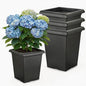 10 inch Heavy Duty Square Planters - 4 Pack Deep 13 inch Plastic Plant Pot - color: Black