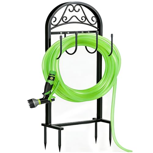 Garden Hose Holder, Hose Holder Stand Rustproof Freestanding Heavy-Duty with Sturdy Metal Hose Stand and Hanger, Hoses Storage Holds 100Ft Hose Reel for Outside Yard - size: 1 PCS