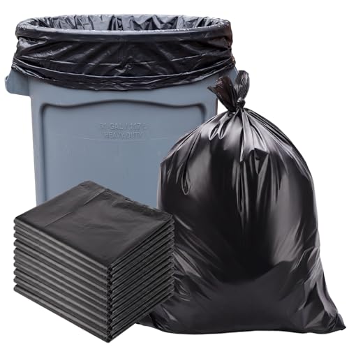 31 Gallon Trash Bags Heavy Duty - 50 Pack Black Large Garbage Bags, Tall 31 Gal Trash Can Liners for Commercial, Kitchen, Yard, Construction Waste, 117 Liter Capacity