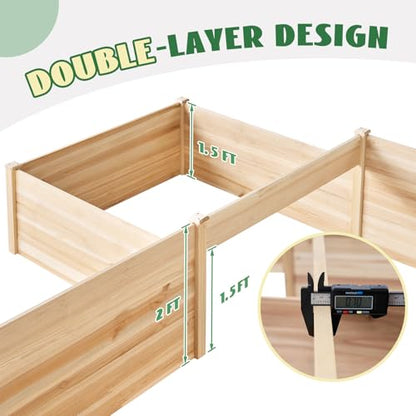 SPECRAFT H-Shaped Raised Garden Bed, 12x12x2 Ft Wooden Planter Box - size: 12 x 12 x 2 FT