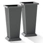 Plastic 24" Tall Outdoor Planters Set of 2, Ribbed - color: Gray Ribbed