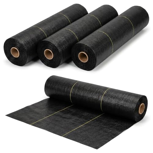 Dewitt 4-Pack Pro-5 Weed Barrier Fabric 5 oz, 3 x 250 Feet – Heavy-Duty Woven Landscape Ground Cover Mat for Raised Garden Bed, Greenhouse Gardening, Outdoor Landscaping, and Commercial Planting - size: 4 Pack, style: 3' x 250'
