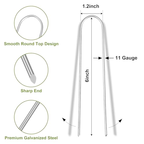 Whonline 22 Pack Landscape Staples, 6 Inch Round-top Garden Stakes - color: 6 Inch/Round Top-22 Pcs