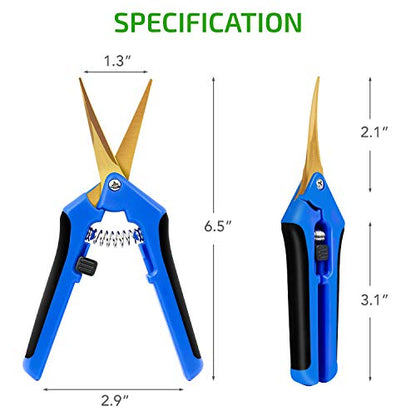 iPower GLPRNR6BLTI 6.5" Pruning Shear Hand Pruner for Gardening Potting with Titanium Coated Curved Precision Blades, 1-Pack, Blue - size: 1Pack, style: Blue