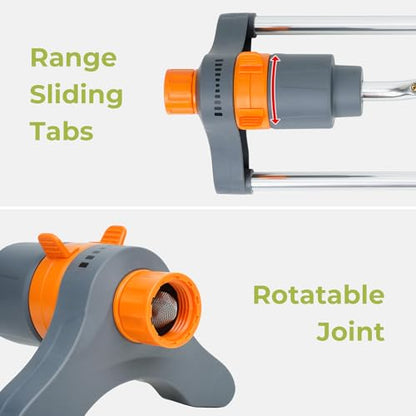 Durable Oscillating Sprinkler for Yard and Garden, Swinging Sprinkler with Adjustable Spray, Garden and Lawn Large Area Watering