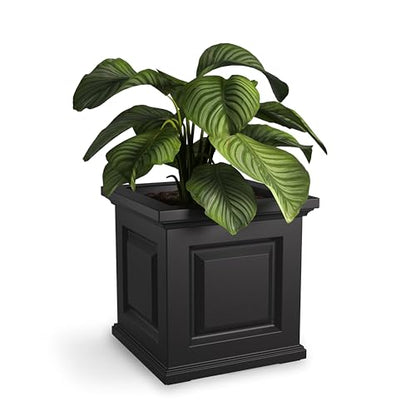 Mayne Nantucket 16in Self-Watering Square Planter, Black - color: Black