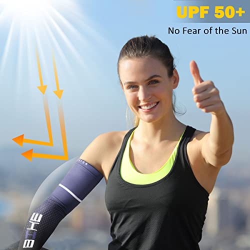 beister Arm Sleeves for Men & Women, UV Protection Cooling Cover and Cyling - color: Blue, size: Medium
