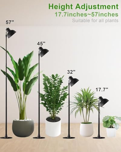 yadoker Plant Grow Light for Indoor Plant, Aluminum LED Grow Light,Elevating Plant Lamp,Height Adjustable,Automatic Timer with 8/12/18Hours,10-Level Brightness,Ideal for Large Plant Grow - color: Black