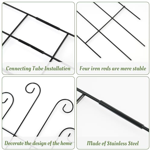 4 Pack 32'' Wave Shape Black Metal Trellis for Climbing Plants Indoor & Outdoor, Garden Trellis for Houseplants Flowers Vine Ivy - size: 32'' Wave Shape
