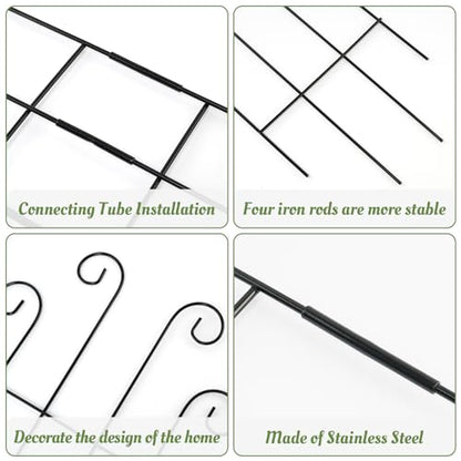 4 Pack 32'' Wave Shape Black Metal Trellis for Climbing Plants Indoor & Outdoor, Garden Trellis for Houseplants Flowers Vine Ivy - size: 32'' Wave Shape
