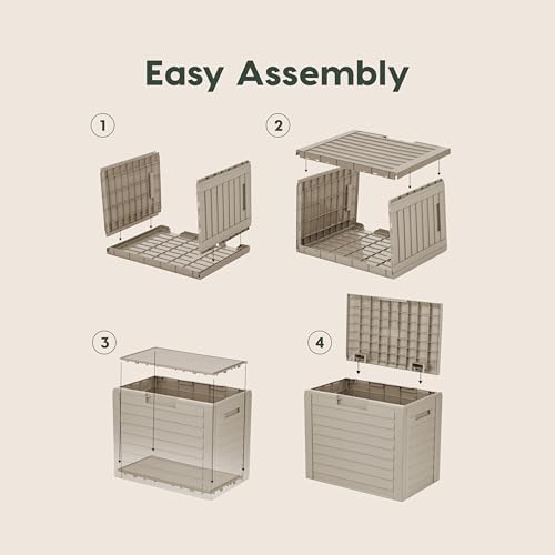 IRIS USA 35 Gallon Outdoor Deck Box, Lockable, Weather-Resistant, Beige - color: Beige