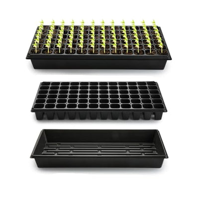 RooTrimmer 10 Pack 1020 Trays No Holes and 10 Pack 72 Cell Seed Starter Tray, 20" x 10" - Heavy Duty Reusable Plastic Seed Starter Kit for Microgreens, Seed Germination & Plant Propagation (10 Sets) - size: 72 Cells-Deep