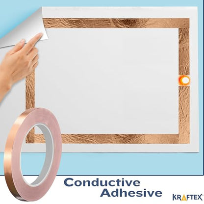Kraftex Copper Tape 1/2 inch x 66ft. Copper Foil Tape for Stained Glass Soldering with Conductive Adhesive. Great Shielding for Guitars, EMI Shielding, Jewlery Making and Crafts - size: 1/2" x 66ft