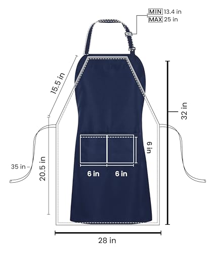 Utopia Kitchen Bib Aprons 10 Pack Adjustable With 2 Pockets - color: Navy
