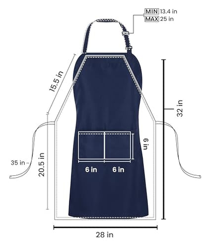 Utopia Kitchen Bib Aprons 10 Pack Adjustable With 2 Pockets - color: Navy