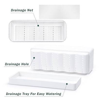 D'vine Dev 2-Pack Rectangular Planters, 12 x 4.5 in, White, 76-X-A-2 - color: White