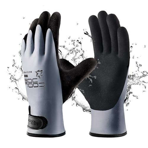 COOLJOB Thermal Warm Winter Work Gloves with Grip, Rubber Coated Touchscreen Waterproof Freezer Gloves for Warehouse, 1 Pair - color: Dark Gray, size: X-Large