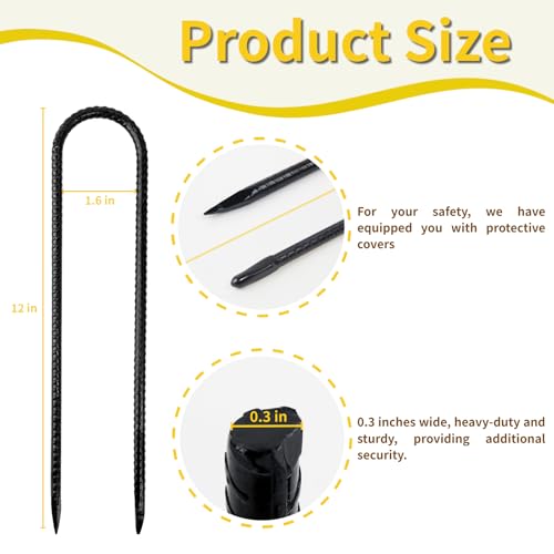 Anothera 8 Pack Steel Rebar Stakes, 12 Inch Heavy Duty U Hook Metal Stake - color: U-Hook, size: 8pcs