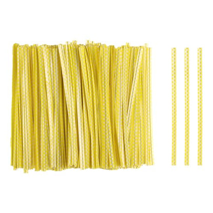HARFINGTON 500pcs Bag Twist Ties 4" Reusable Plastic Twist Ties Wire Cable Ties for Party Bread Candy Cake, Yellow - color: Yellow