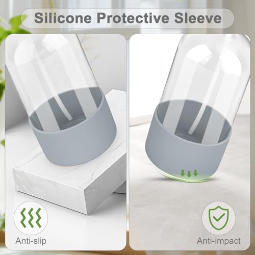 Glass Spray Bottles - 2 Pack 16 oz Clear Spray Bottles with Silicone Sleeve - color: Grey