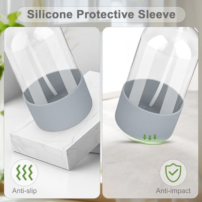 Glass Spray Bottles - 2 Pack 16 oz Clear Spray Bottles with Silicone Sleeve - color: Grey