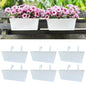 LaLaGreen Hanging Planter Box (14 in, 6 Pack) White Metal Deck Rail Pots - size: 14"(36cm) x 6 pack