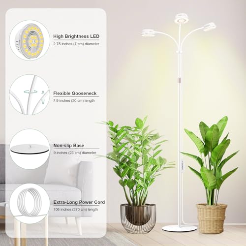 LORDEM Full Spectrum Grow Light with Stand for Indoor Plants, Up to 70 in