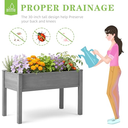 Raised Garden Bed with Legs, 48×24×30 Cedar Wood Elevated Planter Box - size: 48x24x30in (1 Unit)