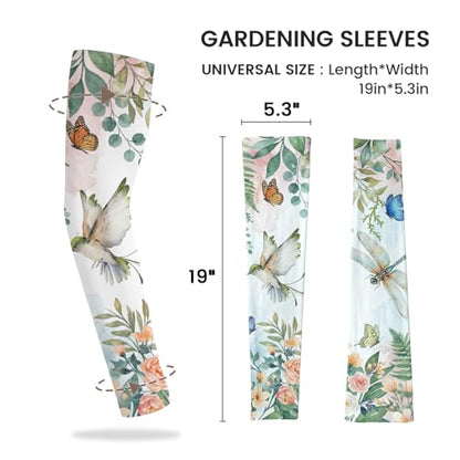 YPHCDO Gardening Sleeves for Women Sun Protection Cooling Arm Sleeves - color: Green White