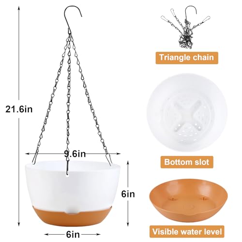 KPUVX 10 inch Hanging Planters Self Watering Pots, 3 Pack, White - color: White, size: 10 inch