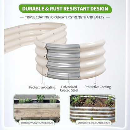 Galvanized Raised Garden Bed Outdoor- 8x2x1FT Planter Box, White - color: White, size: 8x2x1ft