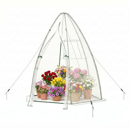 Happygrill Portable Mini Greenhouse with Windproof PE Cover & Window - color: Clear