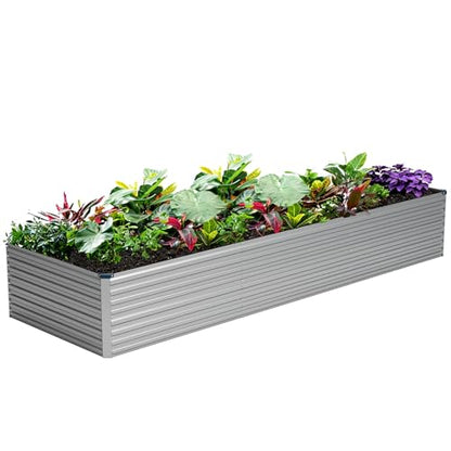 Vengarus 12x2x2ft Galvanized Raised Garden Bed,Metal Raised Beds Kit Silver - color: Silver, size: 12x2x2 ft