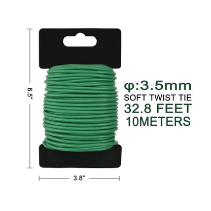 32.8 FT Soft Plant Twist Tie, TPR Rubber Coated Garden Wire - size: 32.8FT x 0.14 inch
