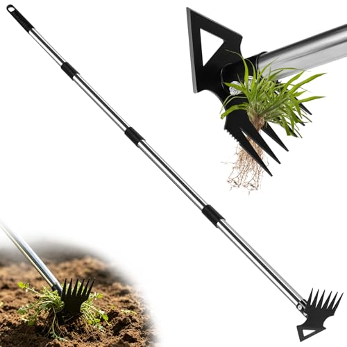 Upgraded Weed Puller Tool with Long Handle, 56" Manual Weeder Remover Tool