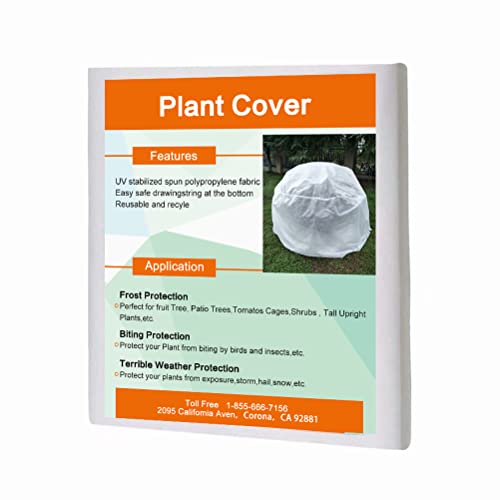 Agfabric Plant Cover H72 xDia72 0.9oz Freeze Cloths for Plants Plant Frost Protection Covers Drawstring Bags,White - size: 0.95oz-H72"xDia72"