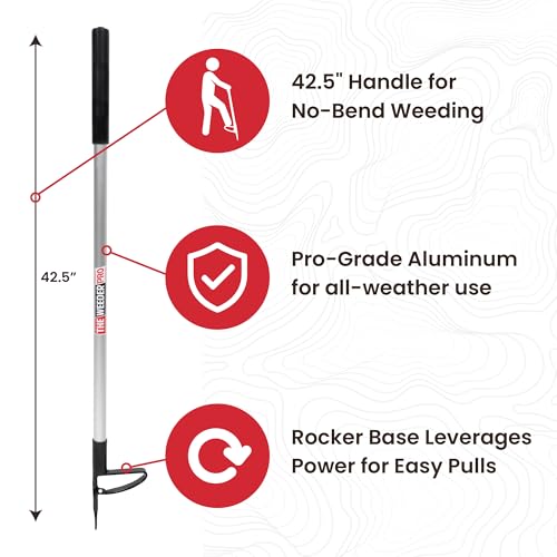 Farmhand WeederPro – 42.5" Stand-Up Weed Puller Tool for Deep Root Removal | No Bending or Kneeling | Heavy-Duty Manual Garden Weeder for Effortless Use