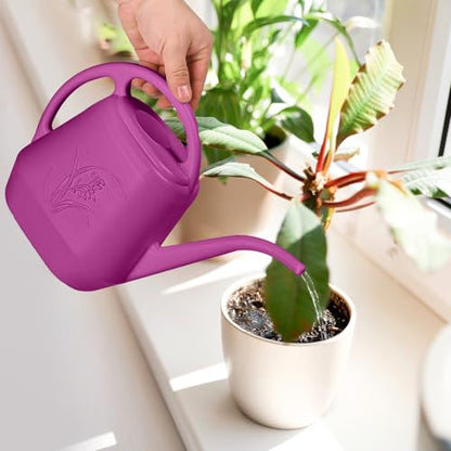 Hand Watering Can - for Home Plant Garden - 1 Gallon - Rose Red - color: Rose Red