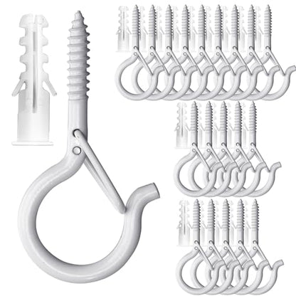 PlusRoc 20 Pack Screw Hooks for Hanging Plants Outdoor Lights(White) - color: White