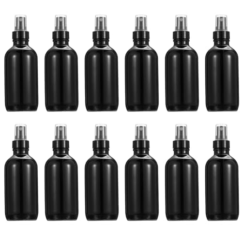 PATIKIL 4oz Glass Spray Bottles, 12pcs Nozzle Leak Proof Empty Water Mist Stream Sprayer for Cleaning Solutions Plants Hair, Black - color: Black, size: 4oz