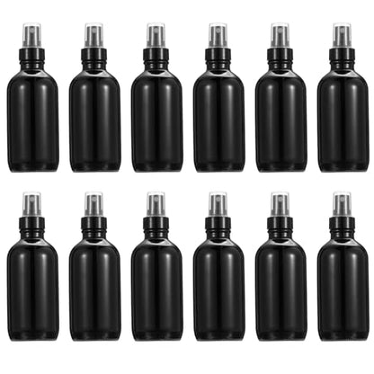 PATIKIL 4oz Glass Spray Bottles, 12pcs Nozzle Leak Proof Empty Water Mist Stream Sprayer for Cleaning Solutions Plants Hair, Black - color: Black, size: 4oz
